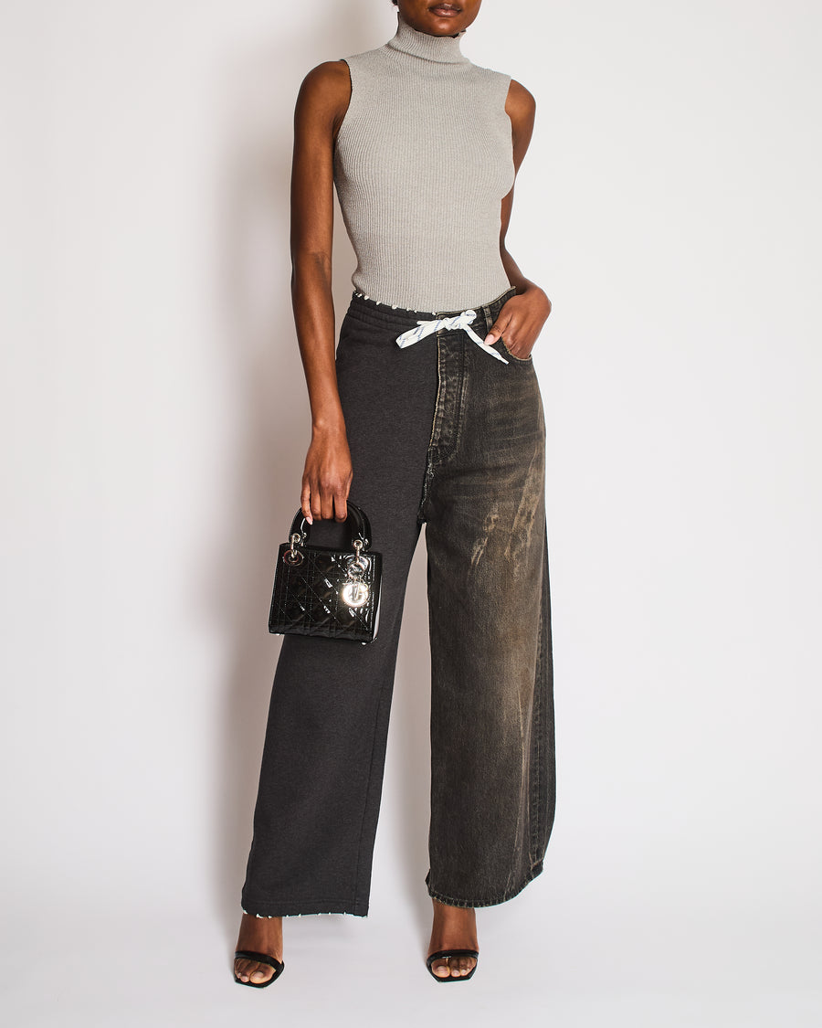 Balenciaga Unisex Black Cut-Up Baggy Hybrid Denim and Tracksuit Trousers Size S (UK 8)