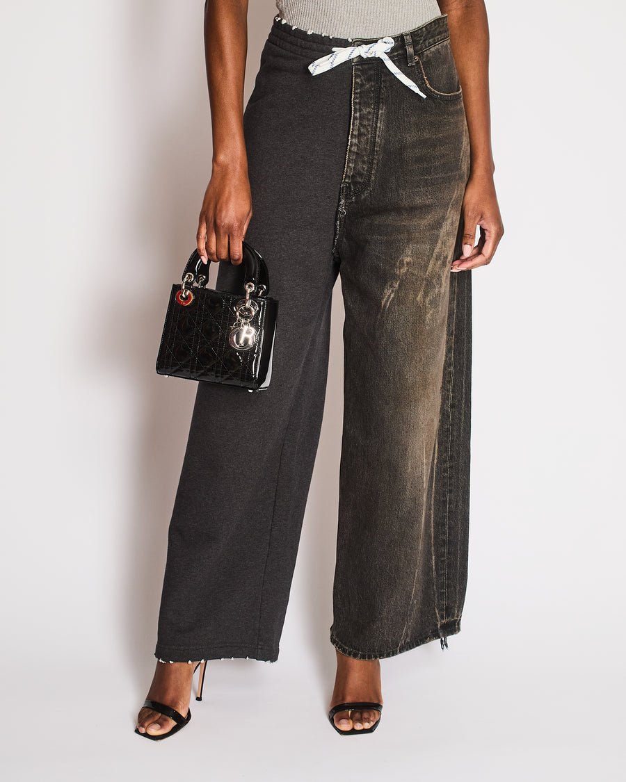 Balenciaga Unisex Black Cut-Up Baggy Hybrid Denim and Tracksuit Trousers Size S (UK 8)