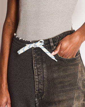 Balenciaga Unisex Black Cut-Up Baggy Hybrid Denim and Tracksuit Trousers Size S (UK 8)