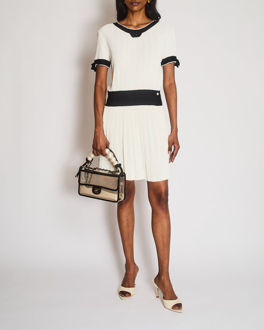 Chanel Black and White Short Sleeve Midi Dress with Bow Detail Size FR 38 (UK 10)