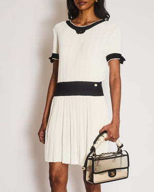 Chanel Black and White Short Sleeve Midi Dress with Bow Detail Size FR 38 (UK 10)