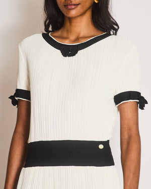 Chanel Black and White Short Sleeve Midi Dress with Bow Detail Size FR 38 (UK 10)