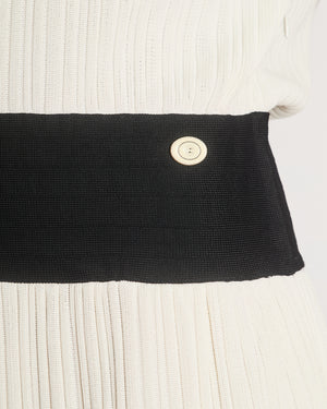 Chanel Black and White Short Sleeve Midi Dress with Bow Detail Size FR 38 (UK 10)