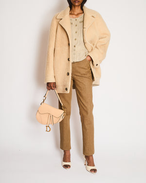 Celine Beige Camel Hair Single Breasted Coat Size FR 34 (UK 6)