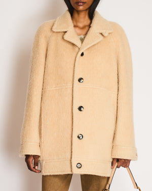 Celine Beige Camel Hair Single Breasted Coat Size FR 34 (UK 6)