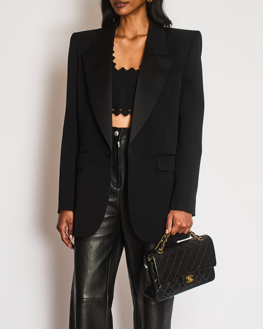 Saint Laurent Black Single Breasted Tuxedo Jacket Size FR 40 (UK 12)