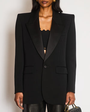 Saint Laurent Black Single Breasted Tuxedo Jacket Size FR 40 (UK 12)
