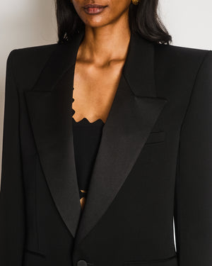 Saint Laurent Black Single Breasted Tuxedo Jacket Size FR 40 (UK 12)