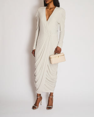 Alexander McQueen Grey Long Sleeve Wrap Dress Size IT 44 (UK 12)