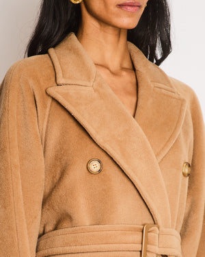 Max Mara Wool Camel Double-Breasted Belted Coat with Brown Buttons Size IT 42 (UK 10)