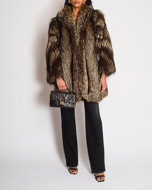 Silver Fox Fur Long Coat Size UK 10-12