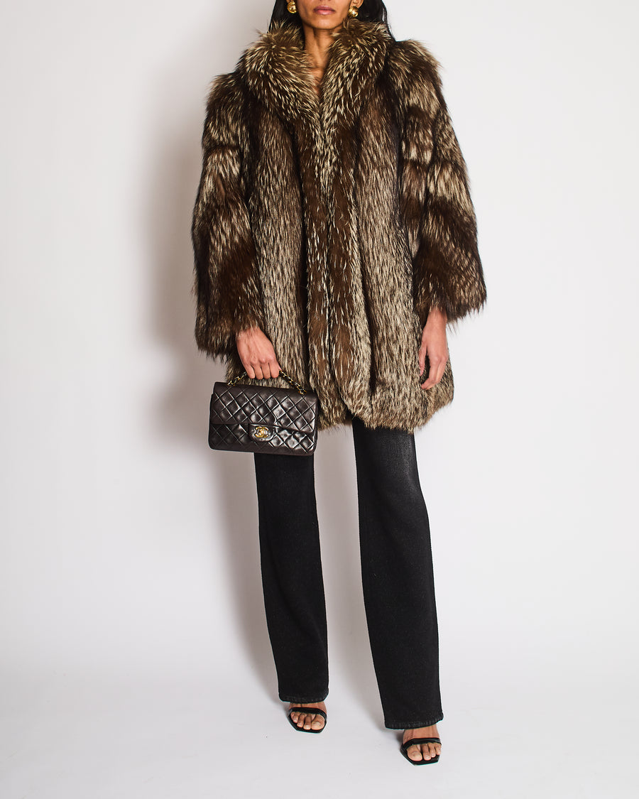 Silver Fox Fur Long Coat Size UK 10-12