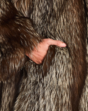 Silver Fox Fur Long Coat Size UK 10-12