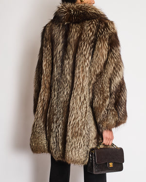Silver Fox Fur Long Coat Size UK 10-12