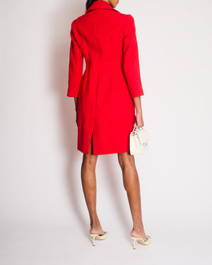 Christian Dior Red Wool Asymmetric Zipped Jacket Dress with Zip Detail Size FR 36 (UK 8)