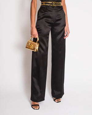 Magda Butrym Black Silk Suit Trousers Size FR 34 (UK 6)