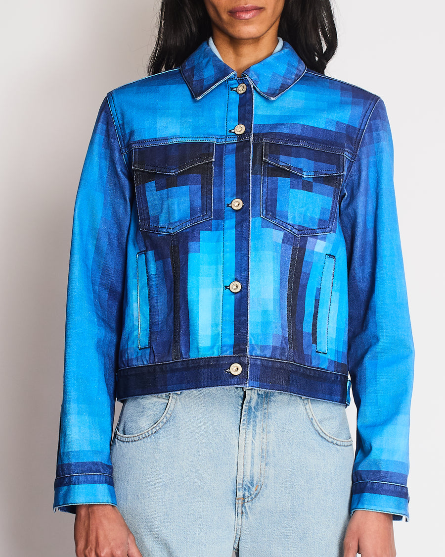 Loewe SS23 Pixelated Blue Denim Jacket FR 38 (UK 10)