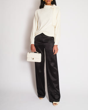 Celine White Sequin Blouse with Neck Tie Size FR 36 (UK 8)