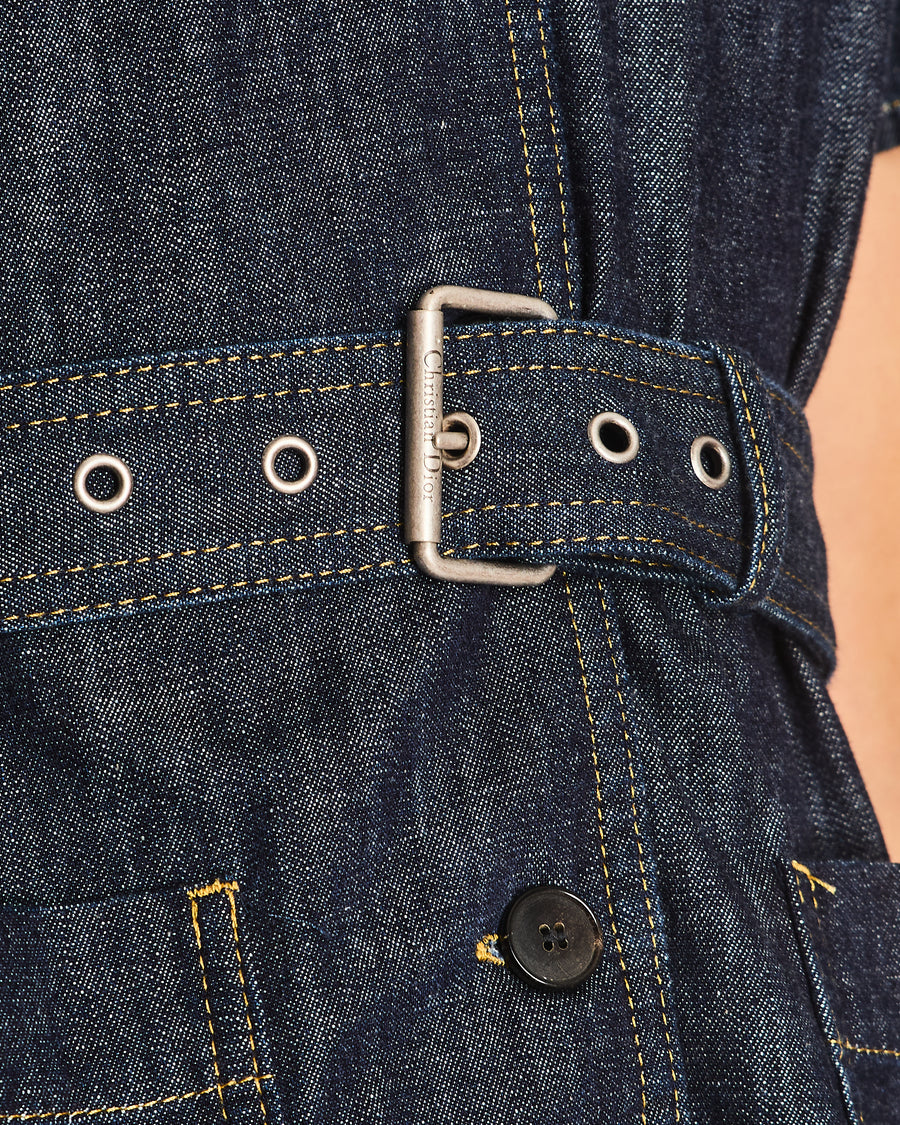 Christian Dior Dark Denim Shirt with Belt and Patch Pocket FR 40 (UK 12)