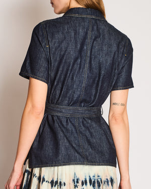 Christian Dior Dark Denim Shirt with Belt and Patch Pocket FR 40 (UK 12)