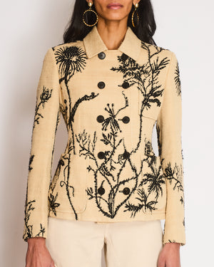 Christian Dior Beige, Black Floral Double-Breasted Tweed Bar Jacket Size FR 38 (UK 10