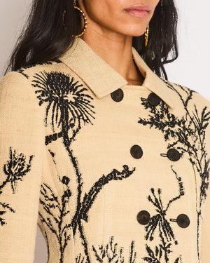 Christian Dior Beige, Black Floral Double-Breasted Tweed Bar Jacket Size FR 38 (UK 10