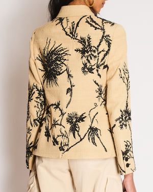 Christian Dior Beige, Black Floral Double-Breasted Tweed Bar Jacket Size FR 38 (UK 10