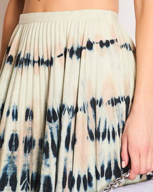 Christian Dior Navy and White Tie-Dye Pleated Maxi Skirt Size FR 38 (UK 10)