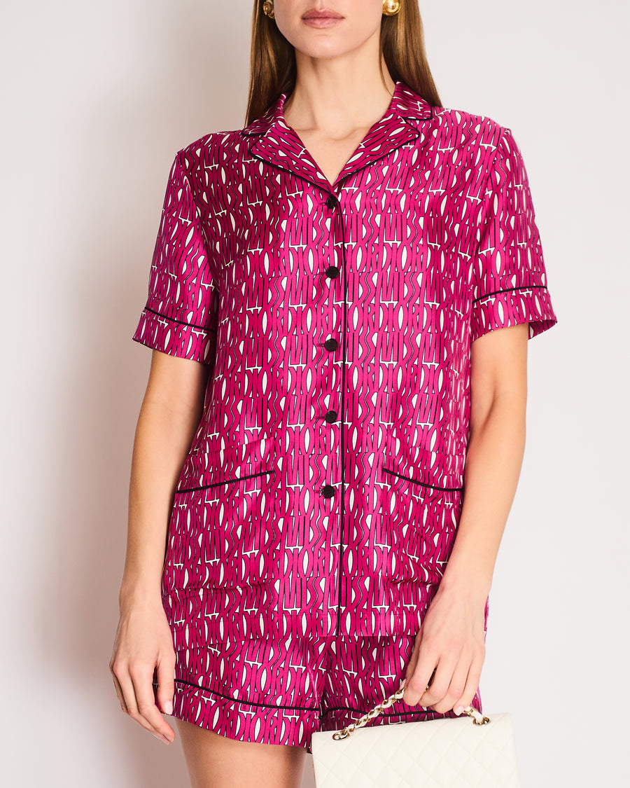Christian Dior Pink "MISS DIOR" Silk Shirt with Matching Short Size 36 (UK 8)