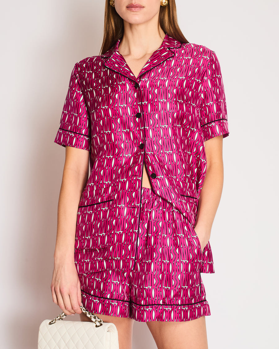Christian Dior Pink "MISS DIOR" Silk Shirt with Matching Short Size 36 (UK 8)