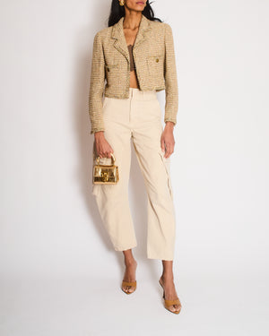*RARE VINTAGE RUNWAY* Chanel SS94 Multi-Colour and Gold Metallic Cropped Tweed Jacket with Brushed Gold CC Logo Buttons Size FR 40 (UK 12)