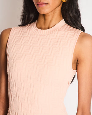 Fendi Peach Embossed Monogram Bodycon Mini Dress Size IT 38 (UK 6)
