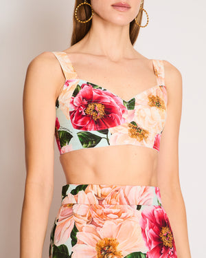 Dolce & Gabbana Pink Floral Print Bralette and Midi Skirt Set IT 40 (UK 8)
