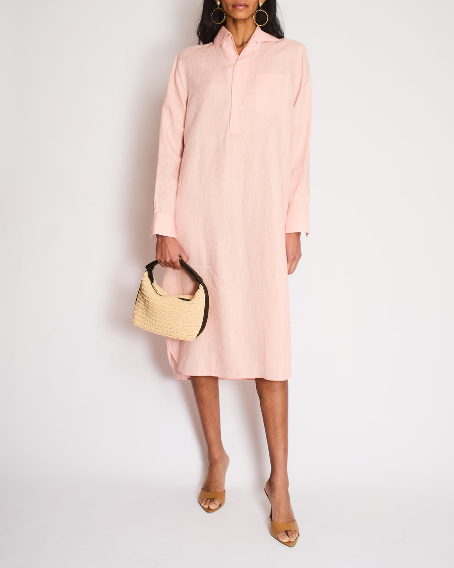 Loro Piana Pink Linen Shirt Dress Size IT 42 (UK 10) RRP £1,525