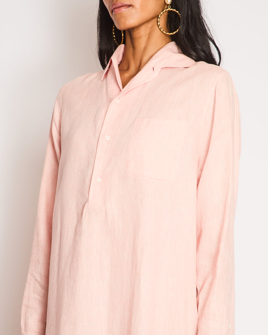 Loro Piana Pink Linen Shirt Dress Size IT 42 (UK 10) RRP £1,525