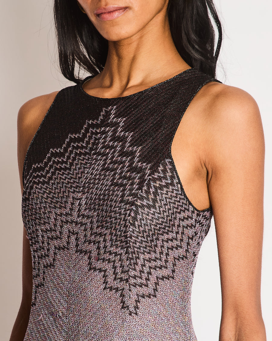 Missoni Purple Glittery Skater Short Dress Size IT 40 (UK 8)