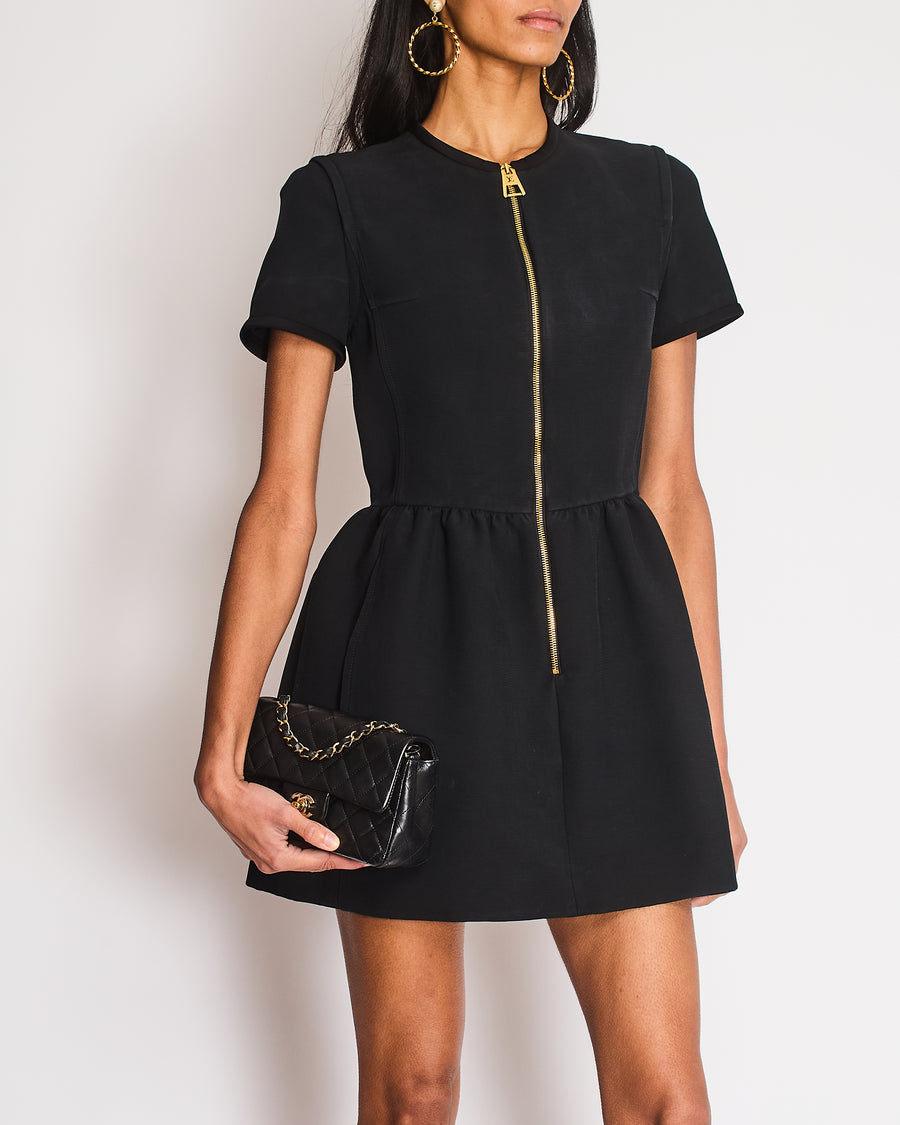 Louis Vuitton Black Short Dress with LV Gold Zipper Detailing FR 34 (UK 6)