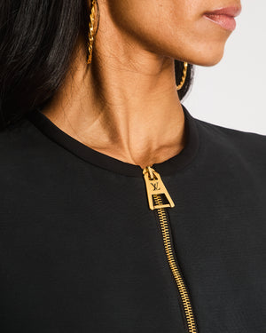 Louis Vuitton Black Short Dress with LV Gold Zipper Detailing FR 34 (UK 6)