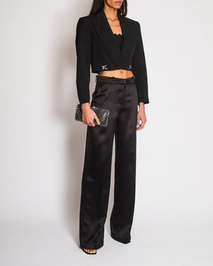 Alexander McQueen Black Cropped Blazer with Silver Hook Details Size IT 40 (UK 8)