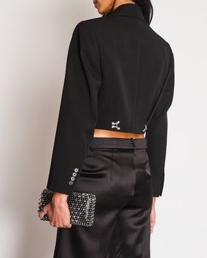 Alexander McQueen Black Cropped Blazer with Silver Hook Details Size IT 40 (UK 8)
