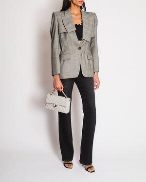 Alexander McQueen Deconstructed Single Breasted Grey Wool Blazer Size IT 42 (UK 10)