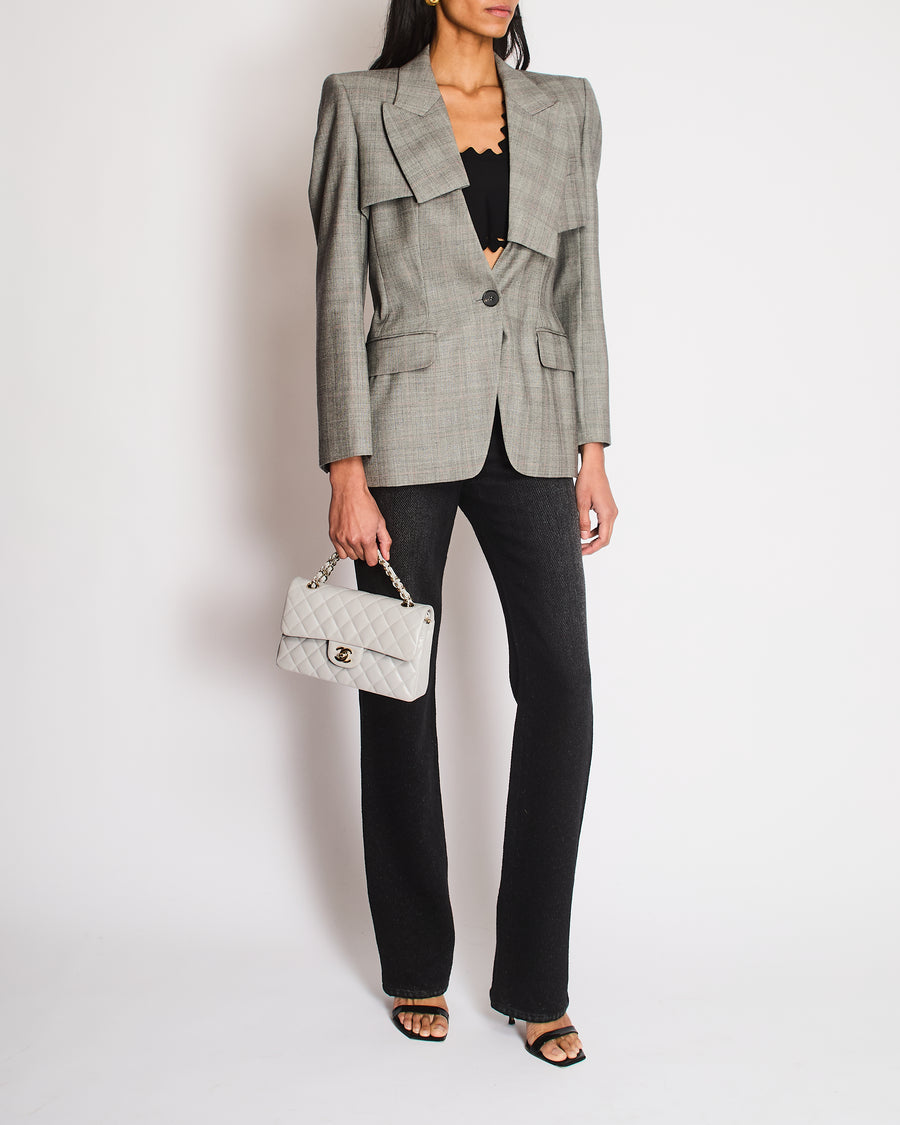 Alexander McQueen Deconstructed Single Breasted Grey Wool Blazer Size IT 42 (UK 10)