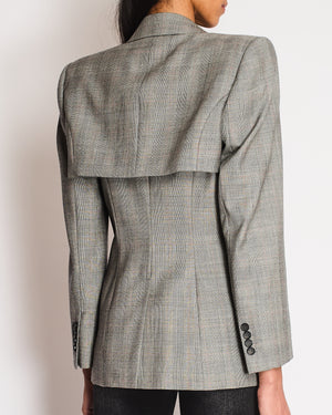 Alexander McQueen Deconstructed Single Breasted Grey Wool Blazer Size IT 42 (UK 10)