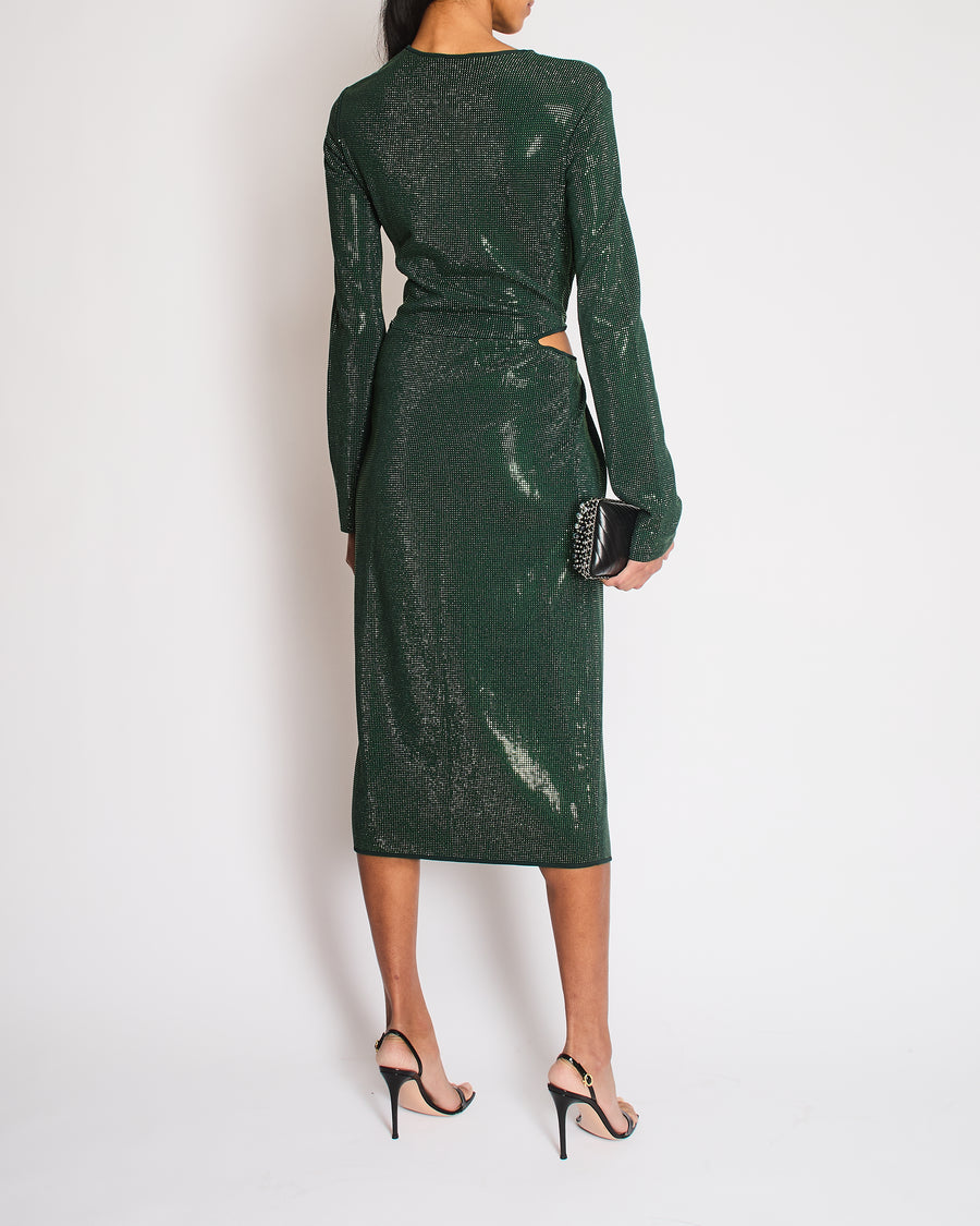 Bottega Veneta Green Maxi Rhinestone Embellished Dress Size S (UK 8-10) RRP £4,400