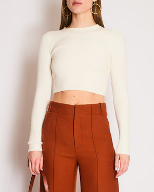Lovers & Friends White Cropped Ribbed Jumper Size XS (UK 6)