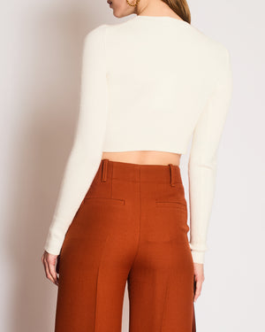 Lovers & Friends White Cropped Ribbed Jumper Size XS (UK 6)