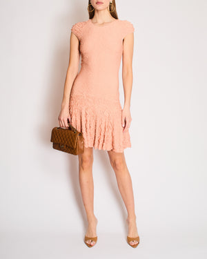 Alexander McQueen Blush Pink Textured Pucker Knit Mini Dress Size S (UK 8)
