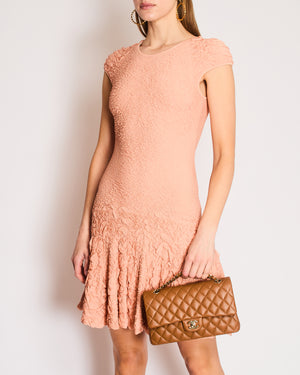 Alexander McQueen Blush Pink Textured Pucker Knit Mini Dress Size S (UK 8)
