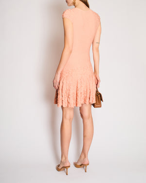 Alexander McQueen Blush Pink Textured Pucker Knit Mini Dress Size S (UK 8)