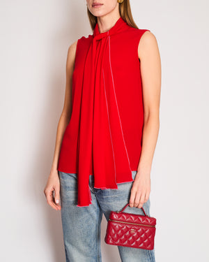 Alexander McQueen Red Sleeveless Blouse with Neck Tie Size IT 38 (UK 6)